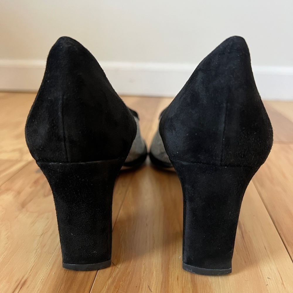 Amalfi Italy Unique Black Suede & Silver Reptile Mesh Pumps Women’s Size 8 AA - Picture 4 of 9